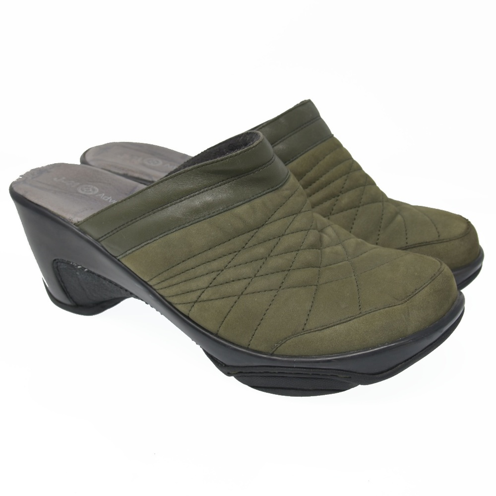 *RARE! J-41 Sz 9M Green Suede Slip Comfort Mules
